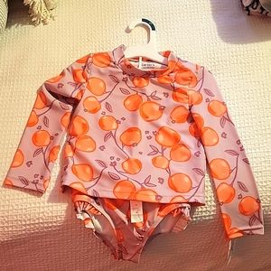 Carters just one you- toddler girls 2pc fruit rash guard set- purple/orange